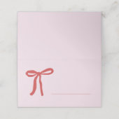 Rosa Roter Bow Minimalistisch füllen Platzkarte (Außenseite Aufgefaltet)