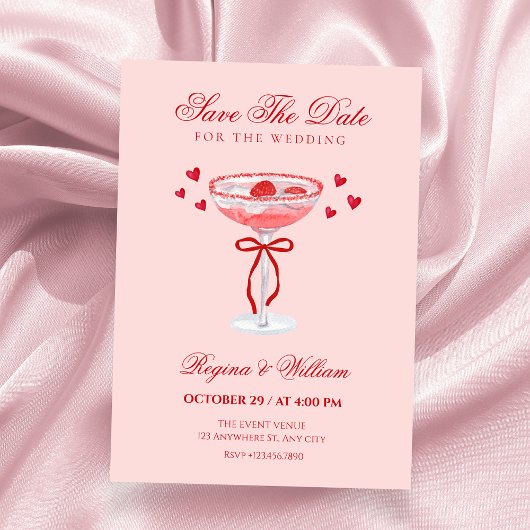Rosa roter Cocktailbogen Hochzeit  Save The Date
