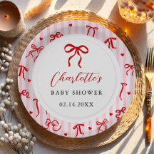 Rosa roter Coquette-Bogen Valentinstag Baby Shower
