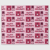 Rosa Roter dunkler roter geometrischer Stil in Wei Geschenkpapier (Flach)