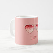 Rosa Roter Erdbeeren-Herz-Brille Kaffeetasse (Vorderseite Links)