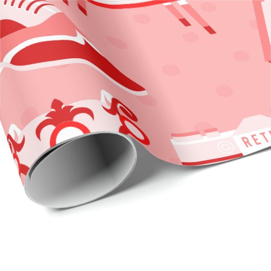 Rosa roter Fapper antike Nostalgie altmodisch Geschenkpapier (Rolleneckpunkt)