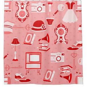 rosa roter Flapper altmodisch Nostalgie altmodisch Duschvorhang