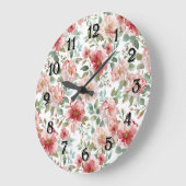 Rosa roter floral große wanduhr (Winkel)