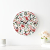 Rosa roter floral große wanduhr (Zuhause)