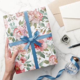 Rosa roter floraler Geburtstag Geschenkpapier