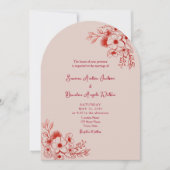 Rosa roter floraler QR-Code Hochzeit Einladung (Vorderseite)