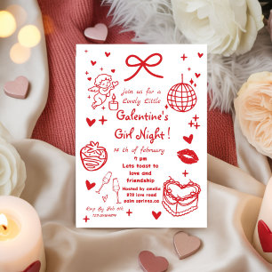 Rosa roter Galentine-Party, Valentinstag-Party-Ski Einladung