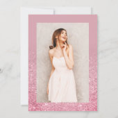 Rosa roter Glitzer ombre chic Skript lila Sweet 16 Einladung (Rückseite)