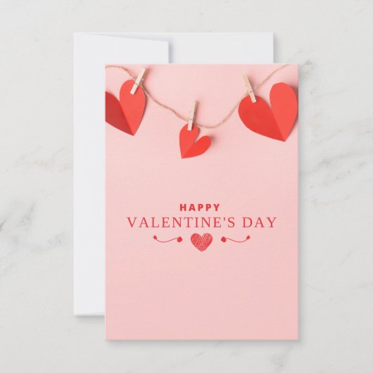 Rosa Roter glücklicher Valentinstag Einladung (Vorderseite)