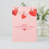 Rosa Roter glücklicher Valentinstag Einladung (Stehend Vorderseite)