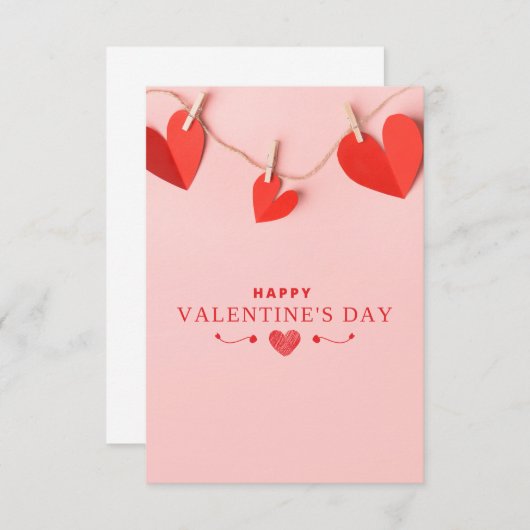 Rosa Roter glücklicher Valentinstag Einladung (Vorne/Hinten)