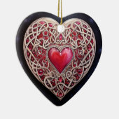 Rosa roter Himmel Herz Keramik Ornament (Rechts)