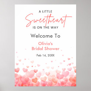 Rosa & Roter kleiner Schatz Baby Shower Willkommen Poster