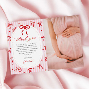 Rosa roter Koketten-Bogen Valentinstag Baby Shower Dankeskarte