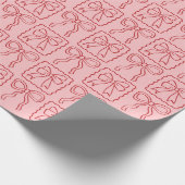 Rosa Roter Ribbon Bow Geschenkpapier (Ecke)