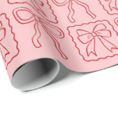Rosa Roter Ribbon Bow Geschenkpapier (Rolleneckpunkt)