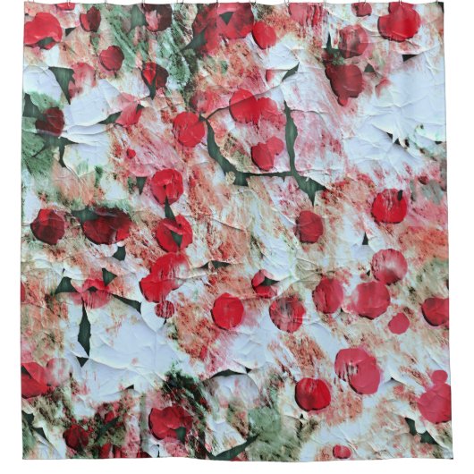 Rosa roter Schmutz Polka Dot Grunge Decke Duschvorhang (Vorderseite)