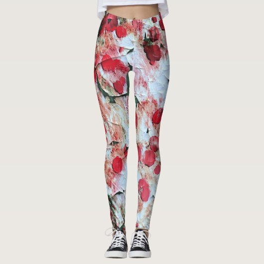 Rosa roter Schmutzpolka Dot Grunge Decke Leggings (Vorderseite)