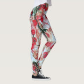 Rosa roter Schmutzpolka Dot Grunge Decke Leggings (Rechts)