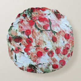 Rosa roter Schmutzpolka Dot Grunge Decke Rundes Kissen