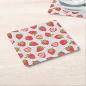 Rosa Roter Sommer Erdbeermuster Rechteckiger Pappuntersetzer (angewinkelt)