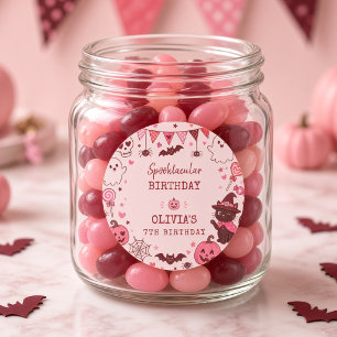 Rosa roter Spooktacular-Geist personalisierter Geb Runder Aufkleber