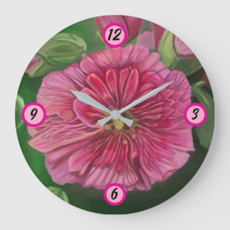 Rosa-roter Stockrose und Geschwister Große Wanduhr