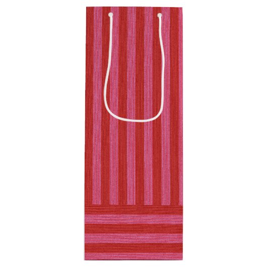 Rosa roter Streifen fröhlich und hell Weihnachten Geschenktüte Für Weinflaschen (Vorderseite)