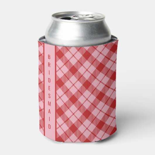 Rosa + Roter Tartan  Dosenkühler (Kanne Vorderseite)