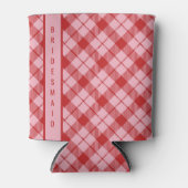 Rosa + Roter Tartan  Dosenkühler (Vorderseite)