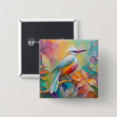 Rosa Roter Vogel Button (Vorne & Hinten)