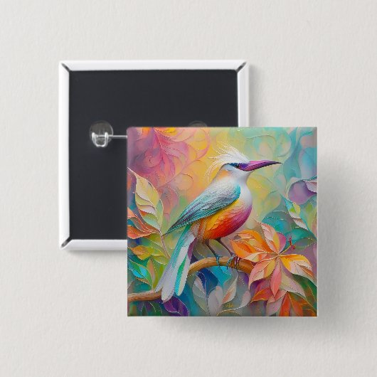 Rosa Roter Vogel Button (Vorne & Hinten)