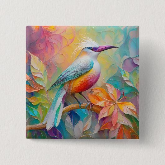 Rosa Roter Vogel Button (Vorderseite)