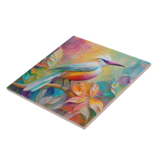 Rosa Roter Vogel Fliese (Seite)