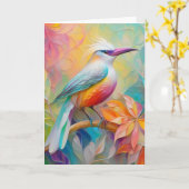 Rosa Roter Vogel Karte (Gelbe Blume)