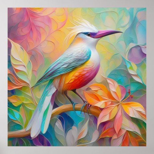 Rosa Roter Vogel Poster (Vorne)