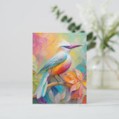 Rosa Roter Vogel Postkarte (Stehend Vorderseite)