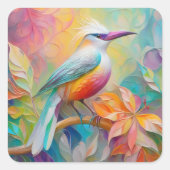 Rosa Roter Vogel Quadratischer Aufkleber (Vorderseite)