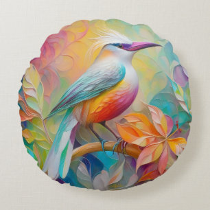 Rosa Roter Vogel Rundes Kissen