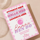 Rosa Roter Wavy Junggeselinnen-Abschied Hen Itiner Einladung