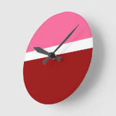 rosa, rotes Blockdesign Runde Wanduhr (Winkel)