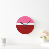 rosa, rotes Blockdesign Runde Wanduhr (Zuhause)
