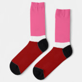 rosa, rotes Blockdesign Socken (Linkes Detail)