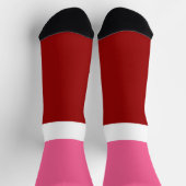 rosa, rotes Blockdesign Socken (Oben)
