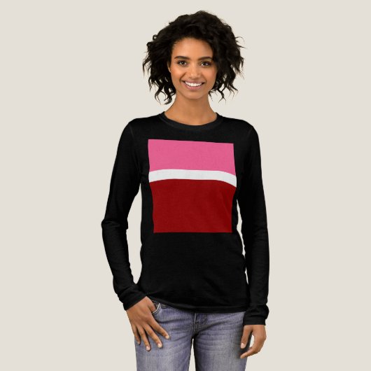 rosa, rotes Blockdesign Tri-Blend Shirt (Volle Vorderseite)