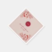 Rosa rotes florales Monogramm Hochzeit Serviette (Ecke)