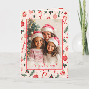 Rosa Rotes Foto Niedliche Weihnachtskarte Feiertagskarte