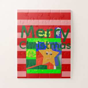 Rosa rotes Frohe Weihnachten Puzzle