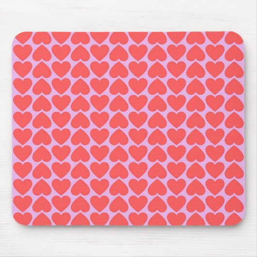 Rosa rotes Herz-Gitter Y2K Muster Mousepad (Vorne)